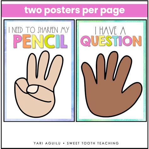 Pastel Colors Hand Signal Posters - Shop Sweet Tooth Teaching