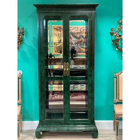 1980s American Of Martinsville Faux Malachite Finished Chinacurio Cabinet Chairish