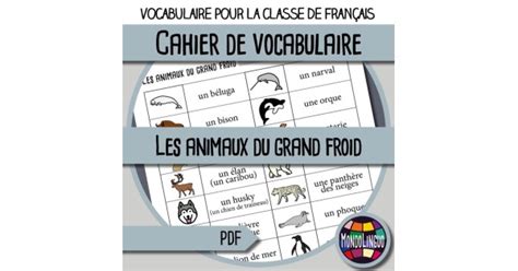 Cahier De Vocabulaire Animaux Du Grand Froid