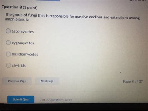 Solved Question 8 (1 point) The group of fungi that is | Chegg.com 