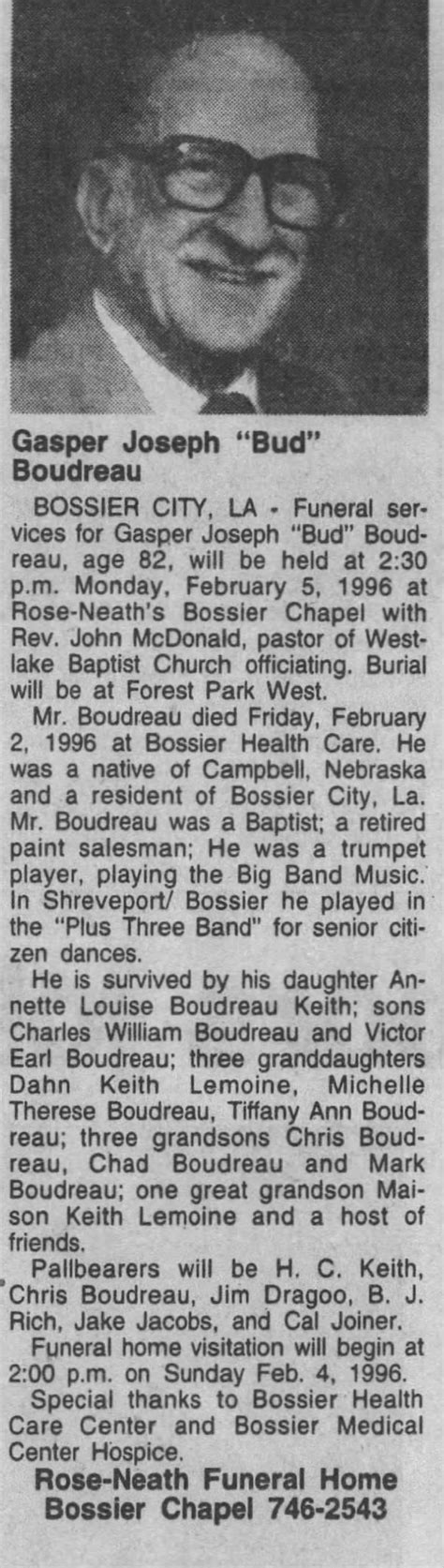 Gasper Joseph Boudreau Find A Grave Reminne