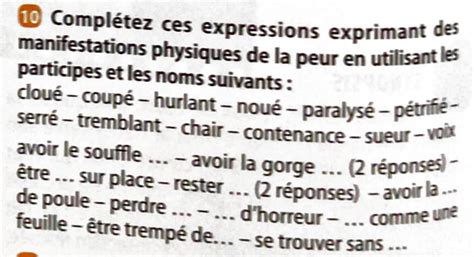 Compl Ter Ces Expressions Exprimant Des Manifestations Physiques De La