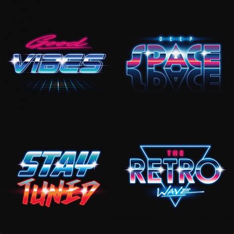 Synthwave Typography On Behance Graphic Design Branding Retro Logos