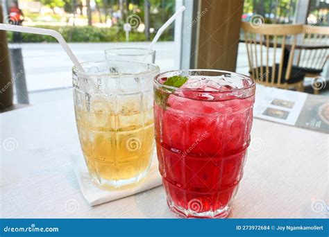 Traditional Thai Herbal Drink Fruit And Herbal Cold Drinks Stock Photo