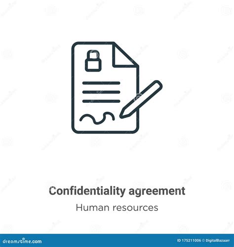 Confidentiality Agreement Outline Vector Icon Thin Line Black