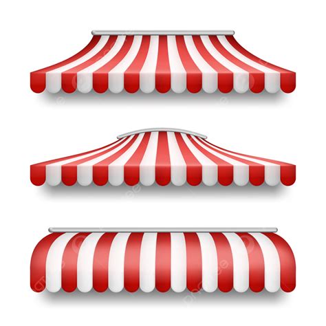 Red Awning Canopy Restaurant Store Theme Set Cover Element Orange