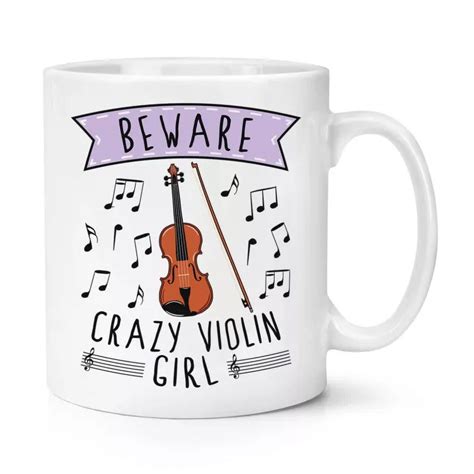 Beware Crazy Violin Girl Mug Music Daughter Violinist Funny Mug Best