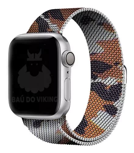 Pulseira A O Magnetico Milanese Marrom Camuflado Compat Vel Apple