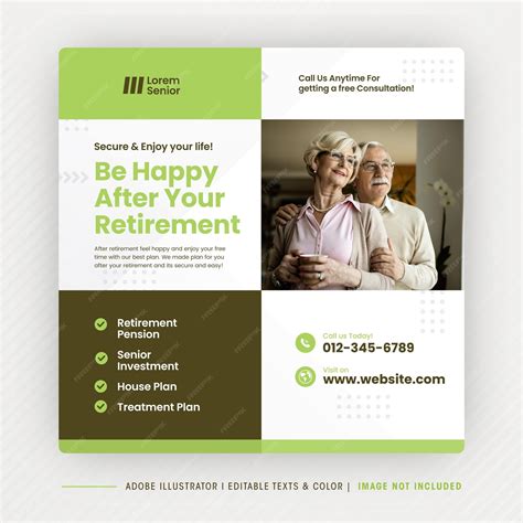 Premium Vector | Retirement planning social media post design or senior