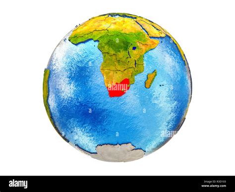 South Africa On 3d Model Of Earth With Country Borders And Water In