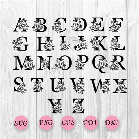 Flower Alphabet Svg Botanical Alphabet SVG 26 Letters Svg Etsy