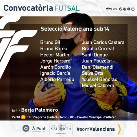 CONVOCATORIA Amistoso de la Selecció Valenciana masculina sub14 de