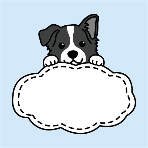 Cute border collie dog with frame border template cartoon, vector illustration 19029400 Vector