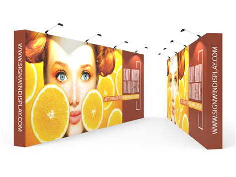 Custom 20ft Straight Quick Fabric Pop Up Trade Show Backwall Display