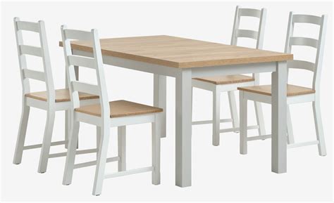 MARKSKEL L150 193 Table L Grey 4 VISLINGE Chairs Natural JYSK