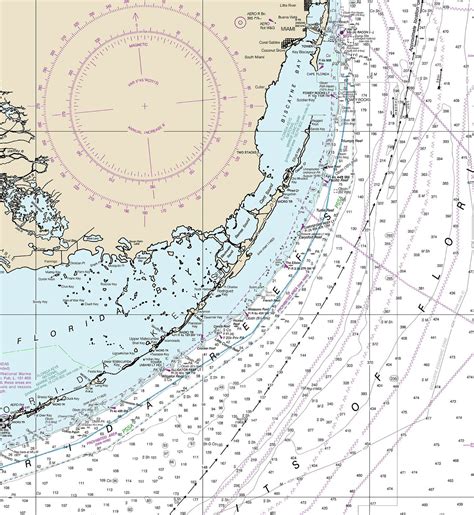 Nautical Charts Of Cape Canaveral To Key West Florida 11460 Giclee