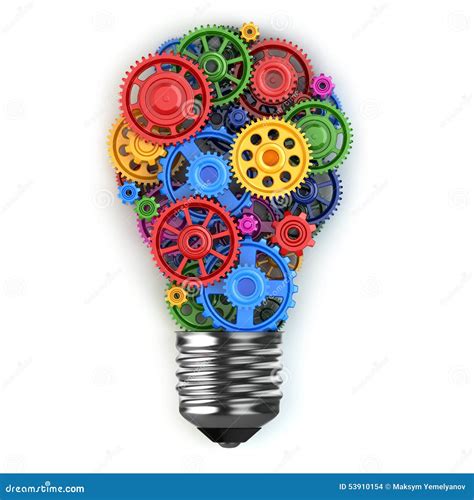 Light Bulb And Gears Perpetuum Mobile Idea Concept Stock Illustration