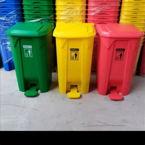 Jual Dust Bin Tong Sampah Injek Dalton Liter Biru Merah Hijau