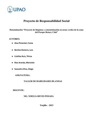 Esquema Del Proyecto De Responsabilidad Social Proyecto De