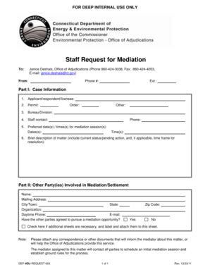 Fillable Online Ct Office Of Adjudications Deep Staff Request For