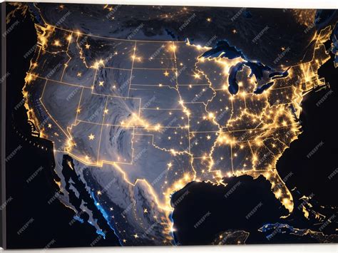 Premium Photo | Starry Nights USA Satellite View Night Illuminated Map Edit