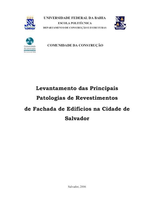 PDF Lilian Sirlene Levantamento Das Principais Patologias De