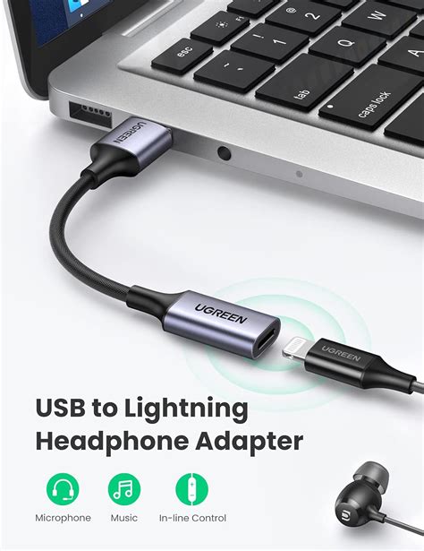 Ugreen Usb A To Lightning Audio Adapter Cable Mfi Certified Nylon Braided Usb Male To Lightning