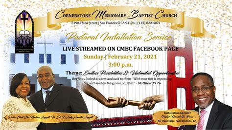 Virtual Pastoral Installation Service — CORNERSTONE MISSIONARY BAPTIST CHURCH