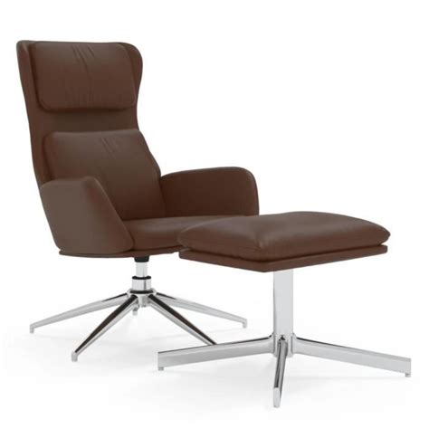 Rho Fauteuils Chaise De Relaxation Avec Tabouret Marron Brillant