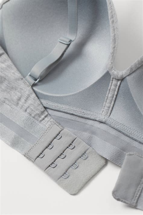 Padded Cotton Blend Bra Light Gray Melange Ladies Handm Us