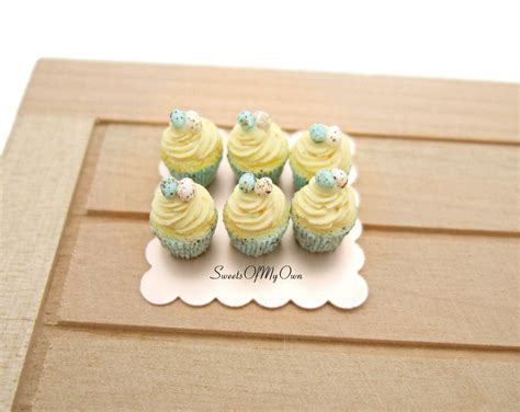 Miniature Light Blue Mini Egg Theme Vanilla Cupcakes 1 12 Scale