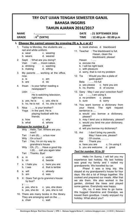 Soal Bahasa Inggris Kelas 7 Semester 2 Ferfoundation