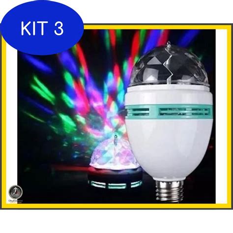 Kit 3 Lâmpada Giratória Bola Maluca Festas Globo De Luz Led Rgb Submarino