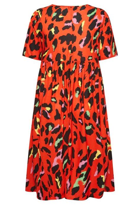 Limited Collection Plus Size Red Leopard Print Smock Midaxi Dress