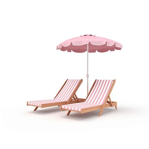 Premium Ai Image Two Lounge Chairs With A Pink Umbrella On A White