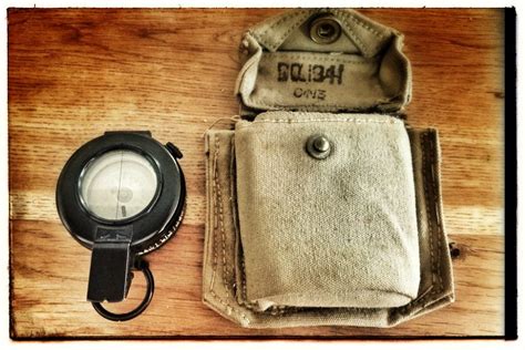 Wwii British Army Compass And Canvas Pouch Primitive Camping Gear Vintage Camping Gear Camping