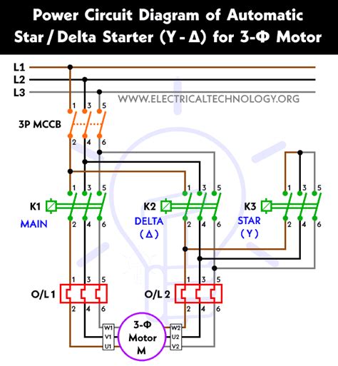 Automatic Star Delta Starter Power Control And Wiring Diagram