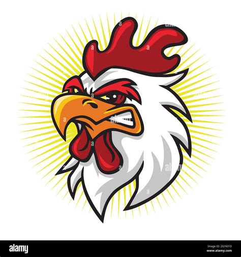 Angry Rooster Head Mascot Logo Premium Vector Cartoon Illustration