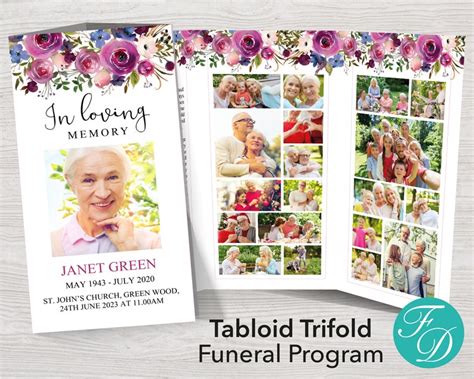 X Trifold Funeral Program Template