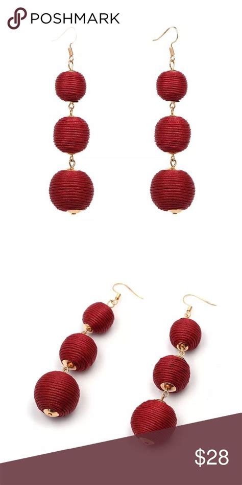 Jcrew Dark Red Bon Bon Statement Earrings Statement Earrings