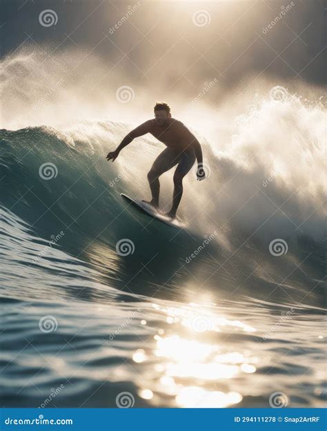 Male Surfer Cartoon Vector Color Illustration