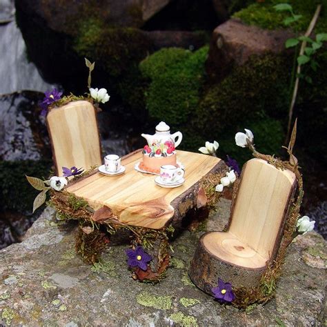 Miniature Fairy Table and Chairs | Fairy garden furniture, Fairy garden ...