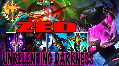 WILD RIFT ZED MID GAMEPLAY UNRELENTING DARKNESS ZED BUILD RUNES