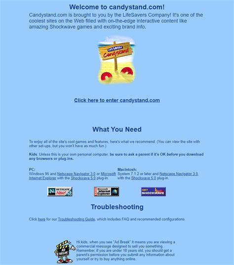 Candystand in 1998 - Web Design Museum