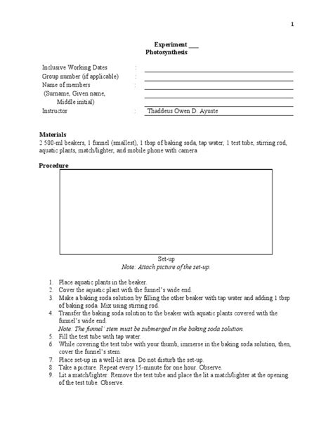 Experiment 4 Photosynthesis | PDF