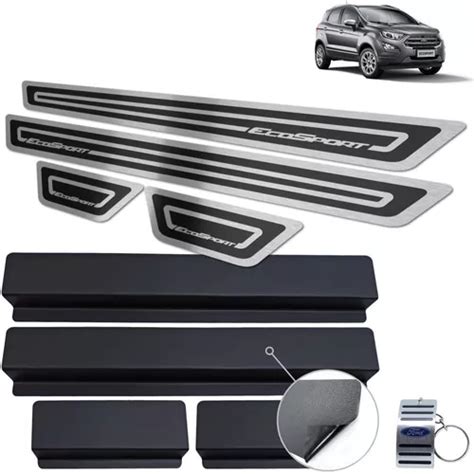 Soleira Ford Ecosport 2013 A 2020 Aço Inox Preto Alto Relevo