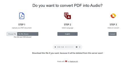 Github Mashymali Pdf To Audio Flask Website Which Can Convert Your