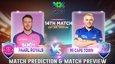 Cricket Prediction Paarl Royals Vs Mi Cape Town Sa Th