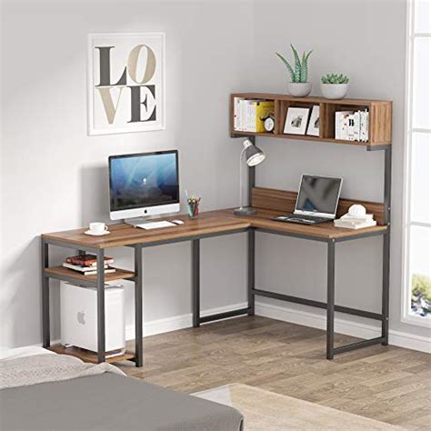 Tribesigns 68 Inch L Shaped Computer Desk With Hutch Shelf Space