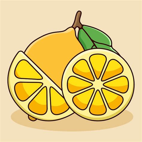 Premium Vector Set Of Lemon And Sliced Lemon With Cartoon Style Illustration